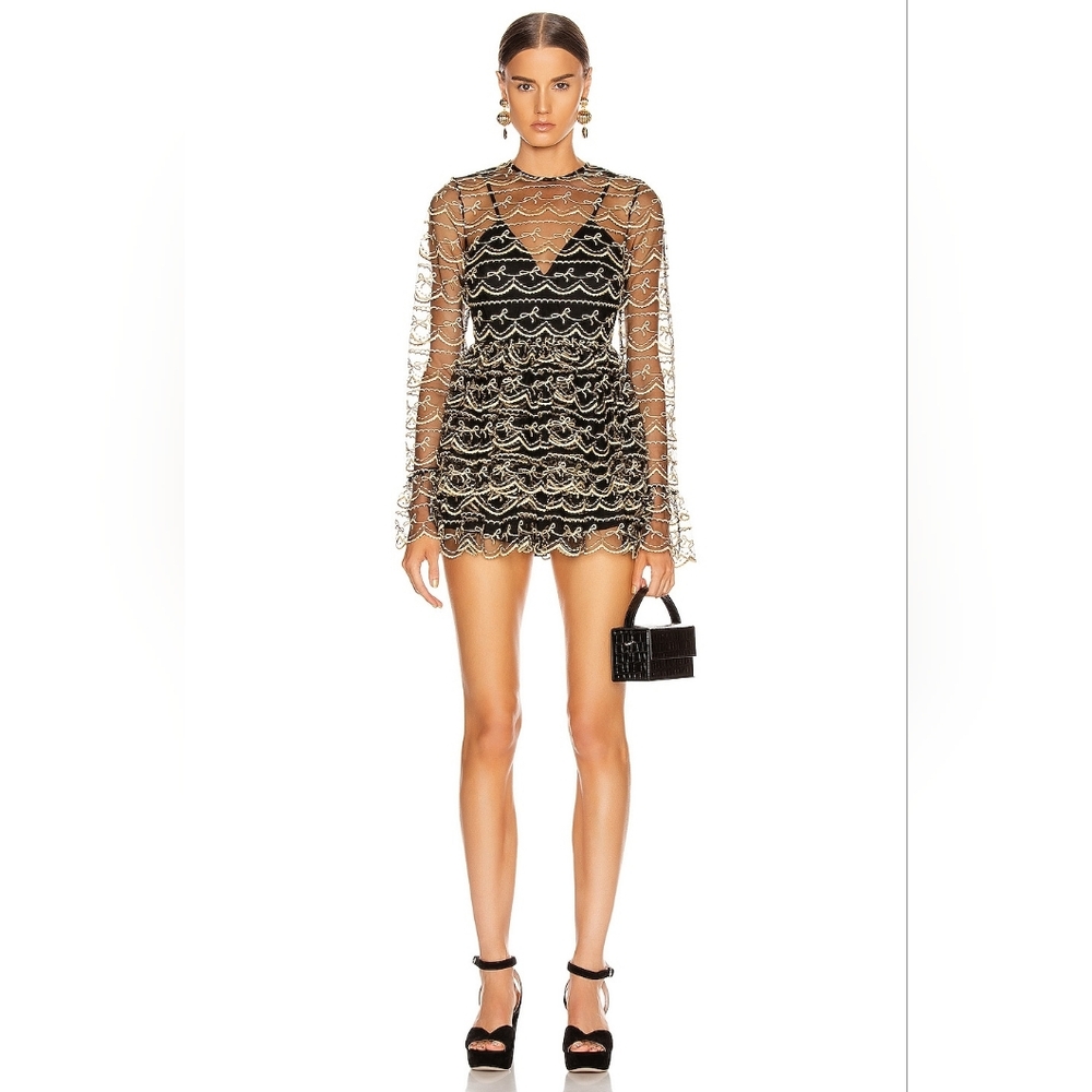 Alice McCall Satellite of Love Black and Gold Bow Lace Dress